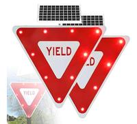 Segnale di precedenza lampeggiante a LED alimentato,segnale di precedenza solare con luci lampeggianti a LED,impermeabile IP65 con accessori di montaggio,riflettente di livello ingegneristico 2piece