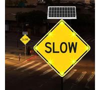 Segnale di rallentamento stradale da 24", segnale di sicurezza lento a LED alimentato a energia solare for vialetti, residenze, strade, attraversamenti pedonali