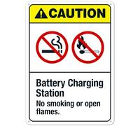 Segnale di sicurezza ANSI per stazione di ricarica batteria No Smoking or Open Flames, cartello di sicurezza in metallo NO.27490, segnale di sicurezza in metallo 20,3 x 30,5 cm, avviso chiaro per uso