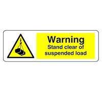 Segnale di sicurezza autoadesivo "Warning Stand Clear Of Suspended Load" (600 mm x 300 mm) distanza di visualizzazione a meno di 14 m.