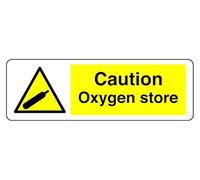 Segnale di sicurezza Caution Oxygen Store - 3 mm alluminio Dibond per uso interno/esterno (450 mm x 200 mm) 5 m distanza di visualizzazione.