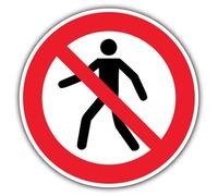 Segnale di sicurezza circolare con scritta "V Safety No Pedestrians", 450 x 450 mm, 2 mm, in plastica rigida