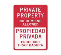 Segnale di sicurezza con avviso di pericolo, bilingue proprietà privata cartello No Dumping Allowed - Propiedad Privada Prohibido Tirar Basura, cartello stradale commerciale per parcheggio cartello in