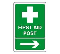 Segnale di sicurezza con freccia di pronto soccorso, scritta in lingua inglese "DAE", kit di pronto soccorso, adesivo autoadesivo ad alta aderenza (150 mm x 100 mm), distanza di visualizzazione entro