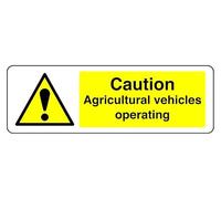 Segnale di sicurezza con scritta "Caution Agricultural Vehicles Operating - High Tack autoadesivo adesivo (600 mm x 300 mm) Distanza di visualizzazione entro 14 m.