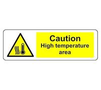 Segnale di sicurezza con scritta "Caution I High Temperature Area", in plastica rigida da 1,2 mm, per uso interno/esterno (300 mm x 100 mm), distanza di visualizzazione entro 5 m.