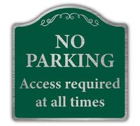 Segnale di sicurezza con scritta "V Safety No Parking Access Required At All Times" - Segnale di sicurezza in oro spazzolato - 450 x 450 mm - 3 mm composito in alluminio spazzolato dorato