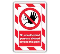 Segnale di sicurezza con scritta "V Safety No Unauthorised Persons Allowed Beyond This Point" - ExtraViz 250 x 350 mm - 3 mm in alluminio composito