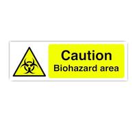 Segnale di sicurezza con scritta "Warning Biohazard Waste - High Tack autoadesivo (300 mm x 100 mm) Distanza di visualizzazione entro 5 m.