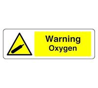 Segnale di sicurezza con scritta "Warning Oxygen" (300 mm x 100 mm), distanza di visualizzazione entro 5 m.