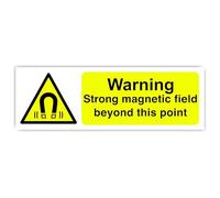 Segnale di sicurezza con scritta "Warning Strong Magnetic Field Beyond This Point" (150 mm x 50 mm) Distanza di visualizzazione entro 3 m.