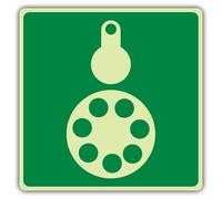 Segnale di sicurezza con simbolo della discesa fotoluminescente, 450 x 450 mm, in plastica rigida da 1,2 mm, triplo bagliore