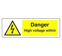 Segnale di sicurezza "Danger High Voltage Within" in alluminio Dibond da 3 mm per uso interno/esterno (600 mm x 300 mm) 7 m Distanza di visualizzazione.