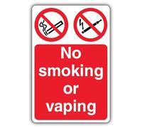 Segnale di sicurezza fotoluminescente con scritta "V Safety No Smoking or Vaping", 200 x 300 mm, in plastica rigida da 1,2 mm, Triple Glow
