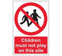Segnale di sicurezza in alluminio composito con scritta "V Safety Children Must Not Play On This Site", 300 x 400 mm, 3 mm