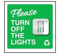 Segnale di sicurezza in alluminio composito con scritta "V Safety Please Turn Off The Light", 100 x 100 mm, 3 mm