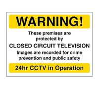 Segnale di sicurezza in alluminio composito da 3 mm con scritta "V Safety Warning! These Premises Are Protected By CCTV", giallo, 200 x 150 mm