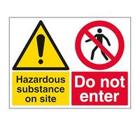 Segnale di sicurezza in plastica rigida con scritta "V Safety Hazardous Substance On Site Do Not Enter - grande orizzontale", 400 x 300 mm, 2 mm