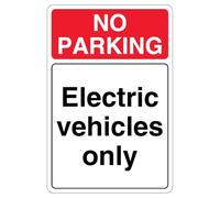 Segnale di sicurezza in plastica rigida con scritta "V Safety No Parking Electric Vehicles Only", 200 x 300 mm, 1 mm