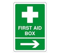 Segnale di sicurezza per cassetta di pronto soccorso, freccia destra, cartello di sicurezza, adesivi di pronto soccorso, kit di pronto soccorso, adesivo autoadesivo ad alta aderenza (200 mm x 150 mm)