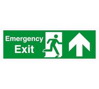 Segnale di sicurezza per uscita di emergenza, con freccia verso l'alto, in plastica rigida da 1,2 mm, per uso interno ed esterno (300 mm x 100 mm), distanza di visualizzazione entro 5 m.