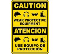 Segnale di sicurezza per uso bilingue con equipaggiamento protettivo per la protezione personale, multi-rischio, in metallo PPE, 20 x 30 cm, per casa o lavoro