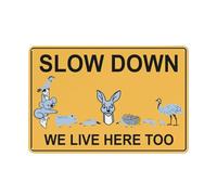 Segnale di sicurezza Slow Down We Live Here Too Wildlife Group, cartello esterno, 30,5 x 20,3 cm, cartello per casa, affari, segnalazione vialetto