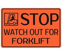 Segnale di sicurezza - Stop Watch Out for Forklift for Factory Workshop Warehouse Farm Parcheggio Decorazioni da parete 20,3 x 30,5 cm (arancione)