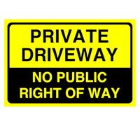 Segnale di sicurezza stradale con scritta "Private driveway no public right of way", in alluminio Dibond da 3 mm, per uso interno/esterno (400 mm x 300 mm), distanza di visualizzazione di 14 m.