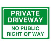 Segnale di sicurezza stradale con scritta "Private driveway no public right of way", in plastica rigida da 1,2 mm, per uso interno/esterno (300 mm x 200 mm), distanza di visualizzazione entro 7 m.