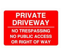 Segnale di sicurezza stradale con scritta "Private driveway no trespassing no public access or right of way" - Adesivo autoadesivo ad alta aderenza (400 mm x 300 mm) Distanza di visualizzazione entro