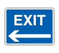 Segnale di sicurezza V Safety Exit - Freccia blu sinistra - 600 x 450 mm - 3 mm alluminio composito