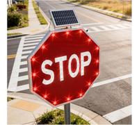 Segnale Di Stop A Energia Solare Da 24/30 Pollici, Con Luci Led Lampeggianti, Semaforo Ottagonale, Segnale Di Avvertimento, Pellicola Riflettente E Sensore Di Luce Automatico, Per Strade Private
