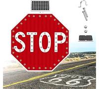 Segnale di stop a LED ad energia solare da 24"/30" Segnale di pericolo stradale lampeggiante a LED per uso esterno su strada(Flashing,30")