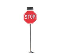 Segnale di stop a LED lampeggiante ad energia solare Cartello di avvertimento stradale ottagonale in alluminio con pellicola riflettente rossa di qualità ingegneristica(Flashing,32in)