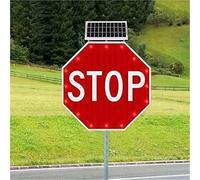 Segnale di STOP a LED rosso lampeggiante da 24" ad energia solare Semaforo stradale riflettente con luci lampeggianti per la sicurezza stradale(Always on)