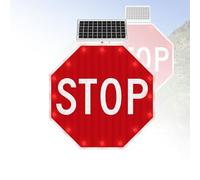 Segnale Di Stop A Led/Segnale Stradale Lampeggiante A Energia Solare,Ottagono Resistente Con Struttura In Metallo Antiruggine,Con Pannello Solare Fissaggio Morsetto U,Per Autostrade E Parcheggi(24in)