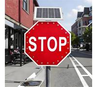 Segnale di stop a LED solare da 24", segnale di avvertimento stradale a LED, costruzione in lega di alluminio for attraversamenti pedonali(Flashing,24")