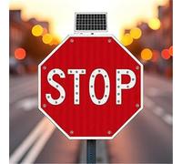Segnale di stop a LED solare da 24" Segnale di pericolo stradale riflettente lampeggiante in alluminio per incroci stradali(Flashing)