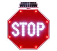Segnale di stop a LED solare da 60 cm, segnale di stop lampeggiante automatico con sensore di luce, segnale di controllo del traffico a energia solare con telaio in alluminio (Rosso, 60cm)