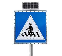 Segnale di stop alimentato a energia solare | Segnale di sicurezza illuminato per attraversamento pedonale realizzato in alluminio riflettente da 76,2 cm per una maggiore sicurezza stradale