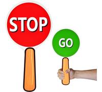 Segnale di stop and go su entrambi i lati, 16 x 30 cm, con manico per insegnare la sicurezza del traffico, segnale Stop Go con maniglia Crossing