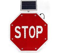 Segnale di stop lampeggiante a LED ad energia solare Cartello di avvertimento stradale riflettente impermeabile da 24" per lavori di costruzione di scuole