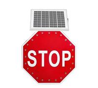 Segnale di stop lampeggiante a LED ad energia solare Cartello stradale riflettente ottagonale da 24 pollici per cantieri autostradali(Flashing,30in)