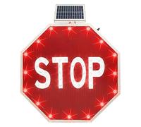 Segnale di stop lampeggiante a LED ad energia solare da 24"/30" Struttura in metallo impermeabile IP65 Alta visibilità per la sicurezza agli incroci stradali(Always on,24")