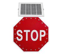 Segnale di stop lampeggiante a LED ad energia solare da 24" Cartello di avvertimento stradale riflettente ottagonale in alluminio per scuole strade(Flashing)