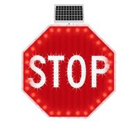 Segnale Di Stop Lampeggiante A Led Alimentato A Energia Solare | Ottagono In Alluminio Resistente Da 24" E 31", Durata Di 100.000 Ore, Facile Fissaggio Con Morsetto A U Per Strade 31x31in