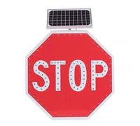 Segnale Di Stop Lampeggiante A LED Alimentato Ad Energia Solare, Segnale Stradale Ottagonale In Alluminio Con Luci Rosse Illuminate IP65 Impermeabile Resistente Alla Ruggine(60cm)