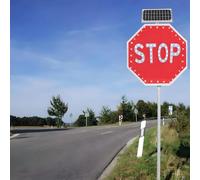 Segnale Di Stop Lampeggiante A LED Alimentato Energia Solare Segnali Stradali Ottagonali Alluminio Telaio Metallico Resistente+pellicola Riflettente Qualità Tecnica(60cm)