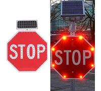 Segnale di stop lampeggiante a LED solare da 24" Cartello stradale ottagonale in alluminio da 30" per attraversamenti pedonali in fase di costruzione(Flashing,30")